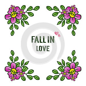 Invitation card fall in love, with romantic floral frame background. Vector