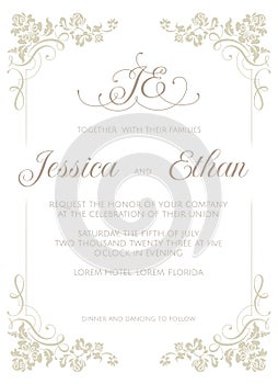 Invitation card with floral frame