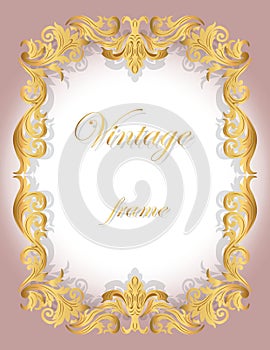 Invitation card with Golden ornamental frame border