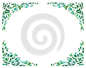 Invitation card with green leaves. decorated Illustration frame for invitation or annoucement withgreen leaves design photo