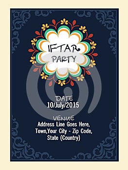 Invitation card for holy month Ramadan Kareem Iftar party celebration.