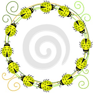 Invitation Card Ladybugs Wreath
