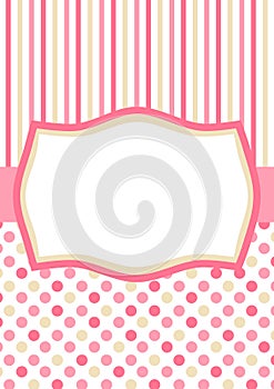 Invitation Card with Pink polka dots and stripes