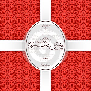 Invitation card with red arabic pattern