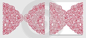 Invitation card with  roses laser cute