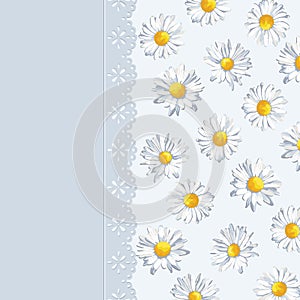 Invitation card with summer background. Greeting card. Cute pattern with flowers, floral kid illustration.