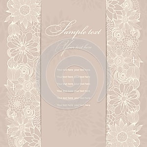 Invitation cards beige with flowers