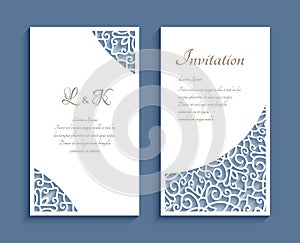 Invitation cards with cutout paper corner patterns