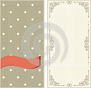 Invitation cards on polka dots background with vintage fr