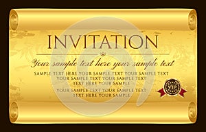 Invitation design. Medieval old vintage scroll parchment paper. Charter