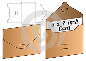 Invitation Envelope packaging die cut template design. 3d mock-up