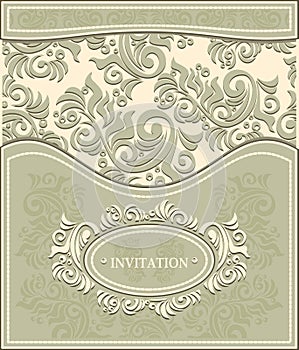 Invitation or Frame in Decorative floral backgroun
