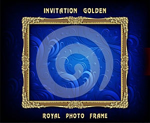 Invitation of Golden Photo Frame vector design Line7 photo