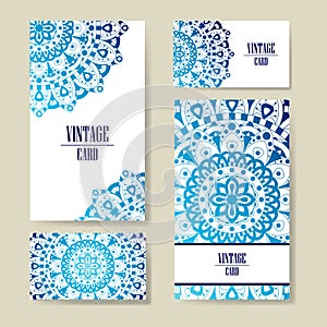 Invitation graphic card with mandala. Decorative ornament for card design: wedding, bithday, party, greeting. Vintage