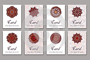 Invitation graphic card with mandala. Decorative ornament for card design: wedding, bithday, party, greeting. Vintage mandala elem