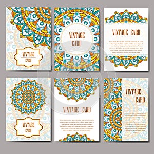 Invitation graphic card with mandala. Decorative ornament for card design: wedding, bithday, party, greeting. Vintage mandala elem