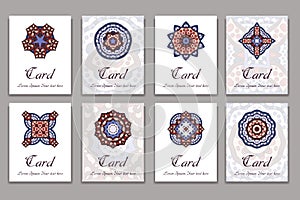 Invitation graphic card with mandala. Decorative ornament for card design: wedding, bithday, party, greeting. Vintage mandala elem