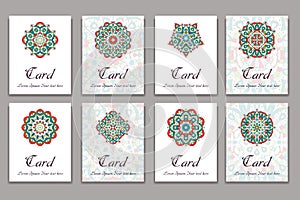 Invitation graphic card with mandala. Decorative ornament for card design: wedding, bithday, party, greeting. Vintage mandala elem