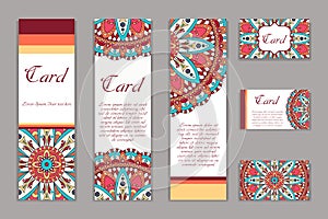 Invitation graphic card with mandala. Decorative ornament for card design: wedding, bithday, party, greeting. Vintage mandala elem