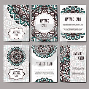 Invitation graphic card with mandala. Decorative ornament for card design: wedding, bithday, party, greeting. Vintage mandala elem