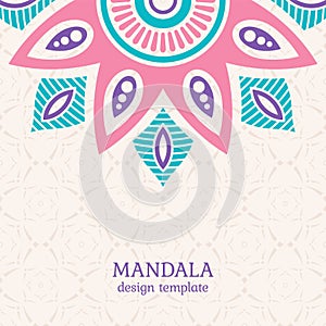 Invitation graphic card with mandala. Vintage decorative elements