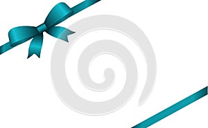 Invitation, Greeting or Gift Card With Blue Ribbon And A Bow. Gift Voucher Template with plac