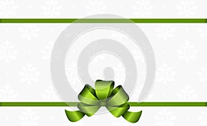 Invitation, Greeting or Gift Card With Green Ribbon And A Bow on a background. Gift Voucher Templatet.