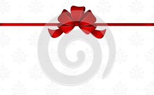 Invitation, Greeting or Gift Card With Red Ribbon And A Bow on white background.