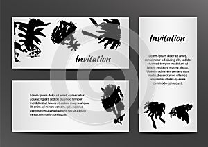 Invitation with inkblots on white background