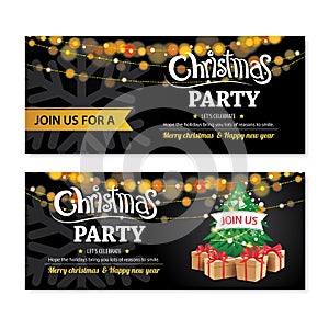 Invitation merry christmas party poster banner and card design t