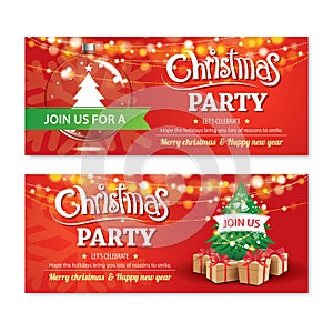 Invitation merry christmas party poster banner and card design t