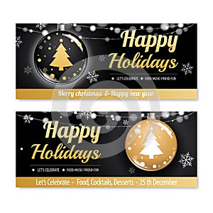 Invitation merry christmas party poster banner and card design t