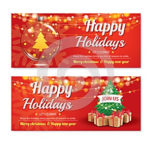 Invitation merry christmas party poster banner and card design t