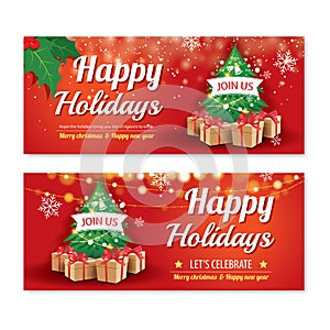 Invitation merry christmas party poster banner and card design t