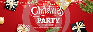 Invitation merry christmas party poster banner and card design t