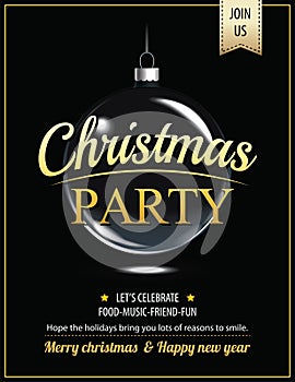 Invitation merry christmas party poster and card design template