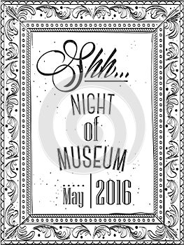 Invitation for the night in a museum in the frame for a picture