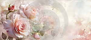 invitation painting pastel romance rose soft ornament print watercolor, romantic background