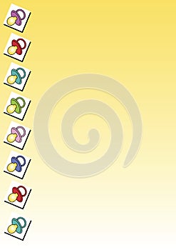 Invitation sheet with soothers