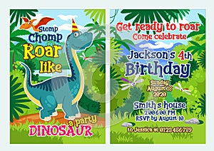 Invitation template for dinosaur fun celebration photo