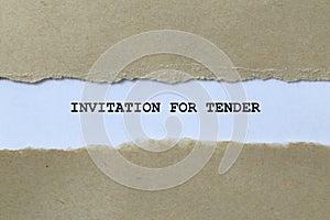 invitation for tender on white paper