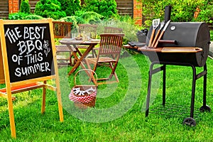 An Invitation To A Barbecue Party, Written on Blackboard