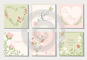 Invitation Valentine Set pink and green