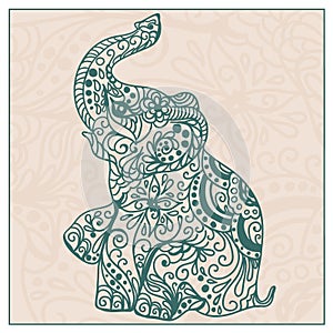 Invitation vintage card with elephant