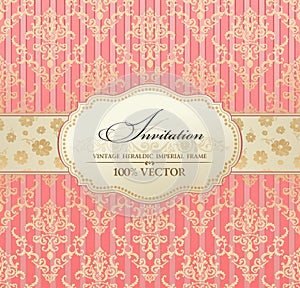 Invitation vintage label frame pink