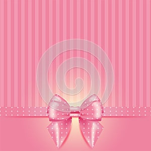 Invitation wirh pink bow. Gift card photo
