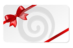 Invitation wirh red bow. Gift voucher. Gift card photo