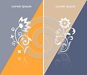 Invitational business card or web banner with abstract flower icon