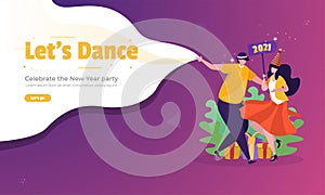 Invite to dance to celebrate New Year`s Eve greeting concept