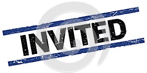 INVITED text on black-blue rectangle stamp sign